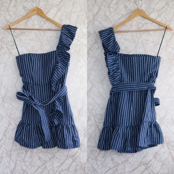 Alexis Konner One Shoulder Ruffle LinenBlend Dress - Picture 5 of 7